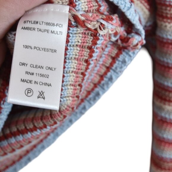 Lush Sweater Henley | Women’s Amber Taupe Multi Striped Cropped Knit Top Size M - Picture 7 of 7